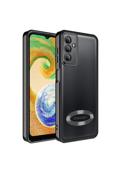 Galaxy A04s Kılıf Kamera Korumalı Logo Gösteren Zore Omega Kapak Siyah