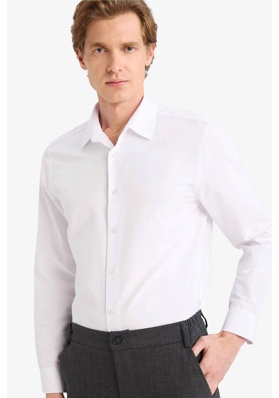 Defacto Modern Fit Polo Yaka Uzun Kollu Gömlek G0375ax26spwt79 Beyaz-wt79