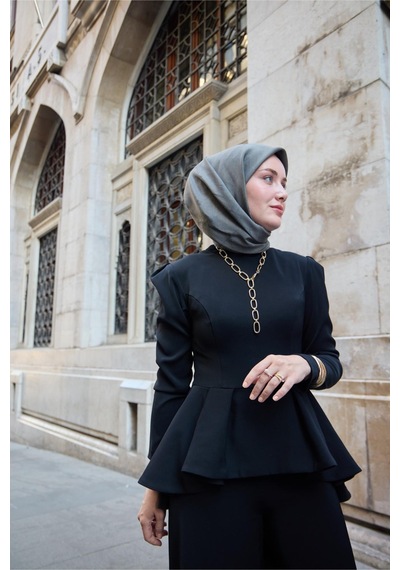 Silk Home Monogram Pamuk İpek Eşarp 130001-07 Yeşil Gri