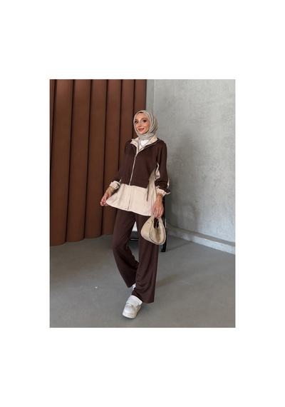 Riella Butik Alya Tesettür Takım Kahverengi
