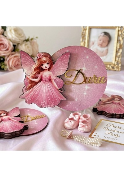 Peri Kızı 6.5cm Ahşap Mıknatıslı İsme Özel Bebek Magnet 20 Adet