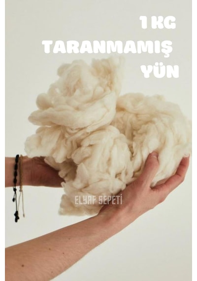 1 Kg 100% L Yıkanmış Taranmamış Saf Merinos Kuzu Yünü Renksiz