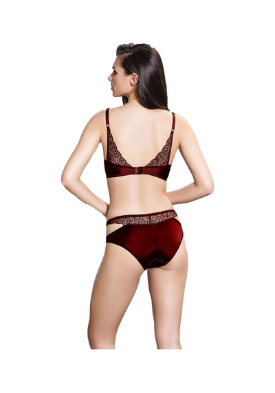 Nurteks 4334 Kadın Desteksiz Sütyen Külot Takım-bordo Bordo