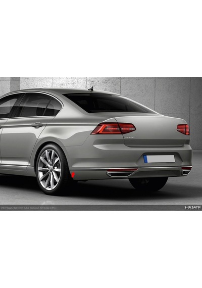 S-Dizayn  Volkswagen Passat B8 Krom Arka Tampon Alt Çıtası 3 Parça 2015 Üze