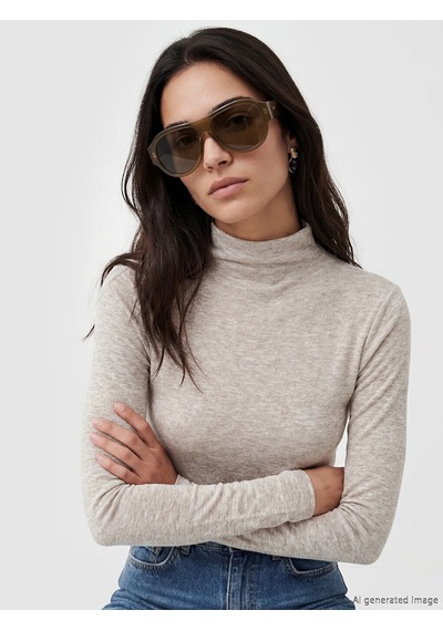 Lcw Vision Bej Dik Yaka Uzun Kollu Kadın Body