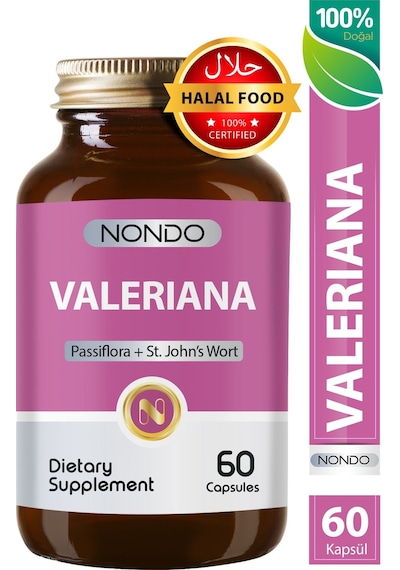 Nondo Valeriana 60 Kapsül ( Pasiflora Kedi Otu Sarı Kantaron )