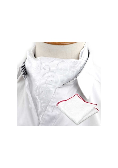 Aziz Kalem Ascot Kravat Fular No25 Beyaz