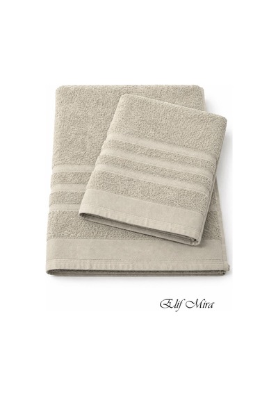 2 Parça Banyo Havlusu Seti Pamuklu Sude 70x140 + 50x85 Cm Bej