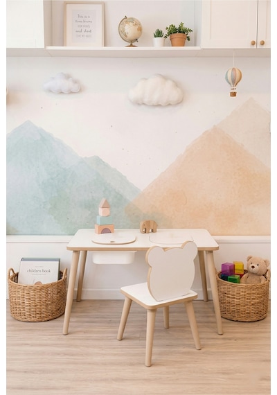 Montessori Çocuk Masası-oyun Masası-aktivite Masası-etkinlik Masası Takımı 1 Panda Sandalye Beyaz Montessori Çocuk Masası-oyun Masası-aktivite Masası-etkinlik Masası Takımı 1 Panda Sandalye Beyaz