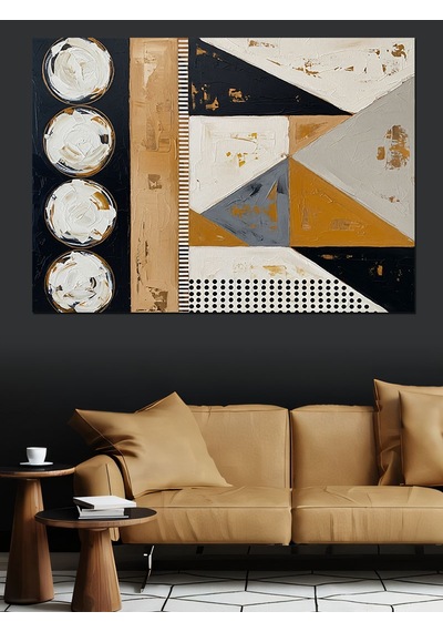 Art Deco Geometrik Soyut Sanat Dekoratif Kanvas - Mdf Ahşap Tablo