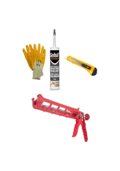 Tabancalı Şeffaf Silikon I 280 Ml Silikon, Silikon Tabancası, Nitril Eldiven, Maket Bıçağı