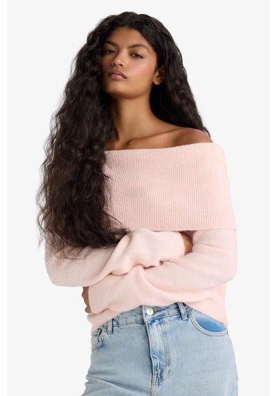 Defacto Regular Fit Omuzu Açık Kazak F3029ax25wnpn41 Pembe
