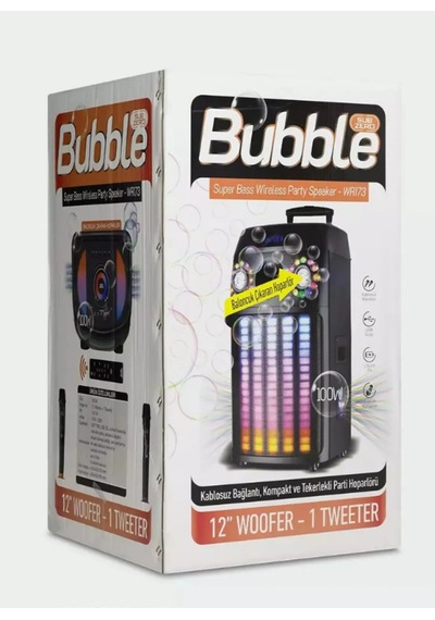 Subzero Wr173 12 100w Rgb Bluetooth Müzik Kutusu Baloncuk Çıkartan, 2 Kablosuz Mikrofonlu Siyah