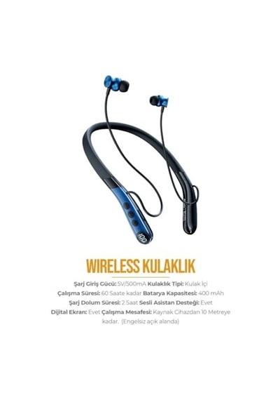 Az-bn05 Boyun Askılı Bluetooth Kulaklık 400mah, 60 Saat Bekleme Genel