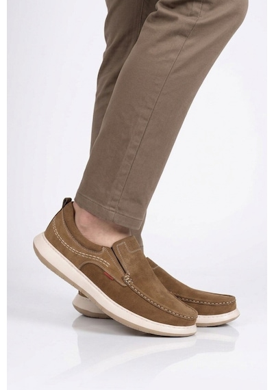 Voyager Erkek Kum Nubuk Hakiki Deri Kolay Giyilebilir Hafızalı Rahat Taban Casual Ayakkabı Loafer 6501 M Bej