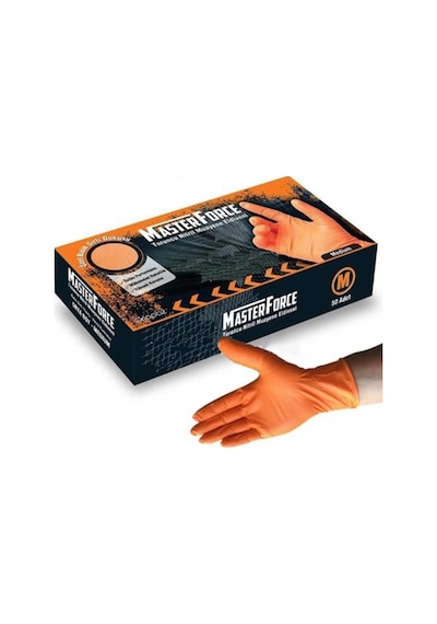 Haspet Masterforce Extra Kalın Turuncu Nitril Eldiven 50 Adet