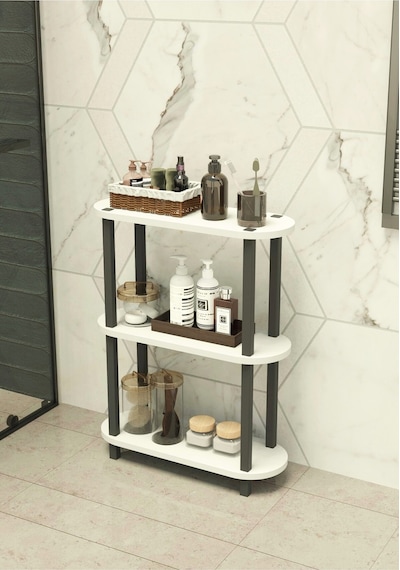 Soft 3 Katlı Banyo Düzenleyici Çok Raflı Banyo Organizeri Çok Amaçlı Banyo Düzenleyici - Beyaz Beyaz
