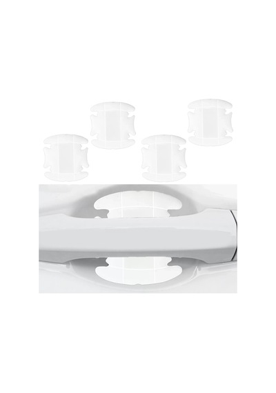 Home Dış Kapı Kolu Koruma Bandı Silikon 4 Parça Beyaz