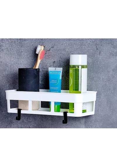 Mainshop 2 Li Yapışkanlı Mutfak Ve Banyo Rafı, Şampuan, Sabun, Duş Jeli Düzenleyici Beyaz Renk