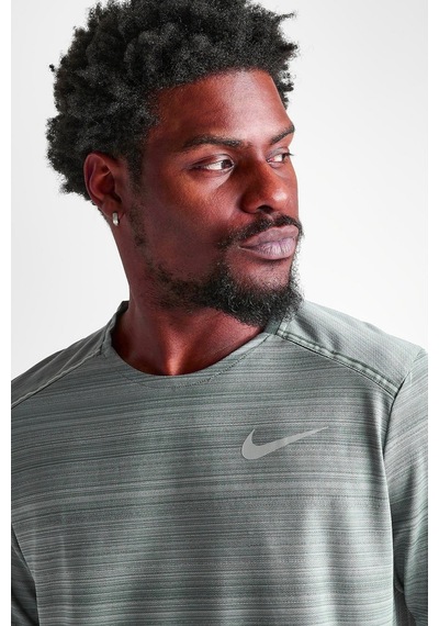 Nike Miler Dri Fit Running Tee Grey Reflektörlü Koşu Antrenman Tişörtü Gri