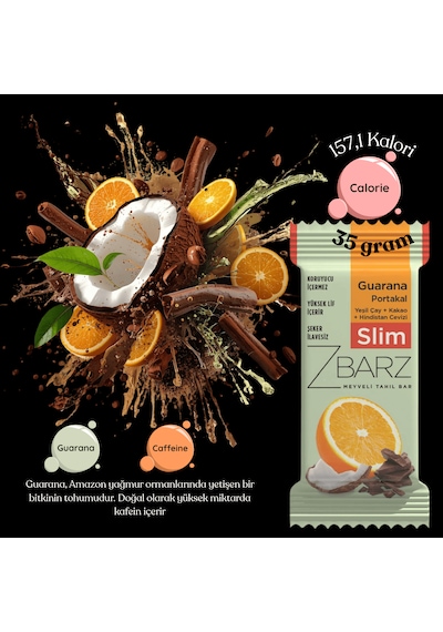 Zbarz Slim Guarana Portakallı Fonksiyonel Meyveli Bar 12 x 35 G