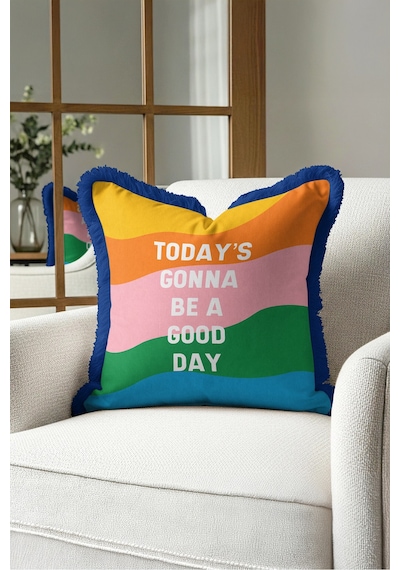 Renkli Yazılı Good Day Saçaklı Yastık Kılıfı - Enerjik Pop Art Mavi Lacivert Püsküllü Kırlent Kılıfı Derin Sahil Aura Renkli Yazılı Good Day Saçaklı Yastık Kılıfı - Enerjik Pop Art Mavi Lacivert Püsküllü Kırlent Kılıfı Derin Sahil Aura