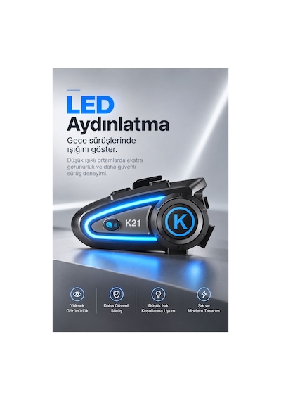 Su Geçirmez Motosiklet Kask Bluetooth Kulaklık K21s