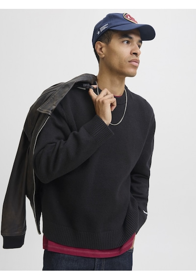 Jack & Jones Jack Jones Erkek Kol Yazılı Örgü Kazak 12282728 Siyah