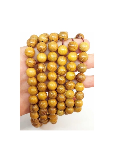 Bileklik Boy Ud Ağacı Ahşap Yarım Dizi 10mm 45274 18cm Uzunluğundadır Çok Renkli