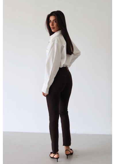 Lacarino 7413 Mia Kadın Jean Pantolon Dark Kahve