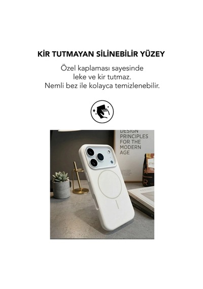 Apple İphone 17 Pro Uyumlu Magsafe Lansman Silikon Kılıf Beyaz