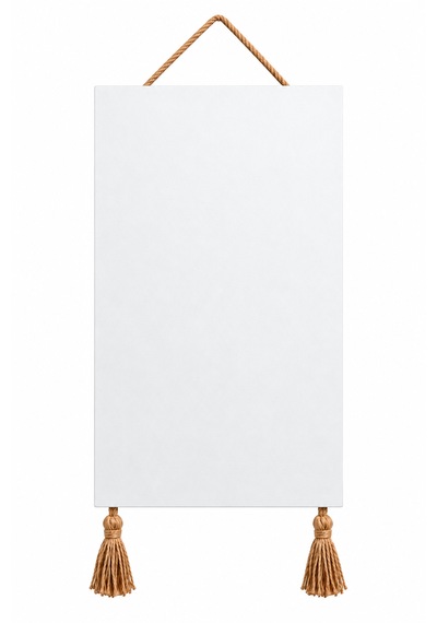 Mooly 30x90 Cm Beyaz Mıknatıslı Metal Pano, Hasır İpli Dekoratif Magnet Ve Fotoğraf Panosu