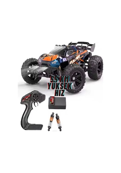 Uzaktan Kumandalı Şarjlı Işıklı 1:14 4wd 55 Km/h Servo Motorlu 2.4ghz Off-road Oyuncak Arazi Arabası Çok Renkli