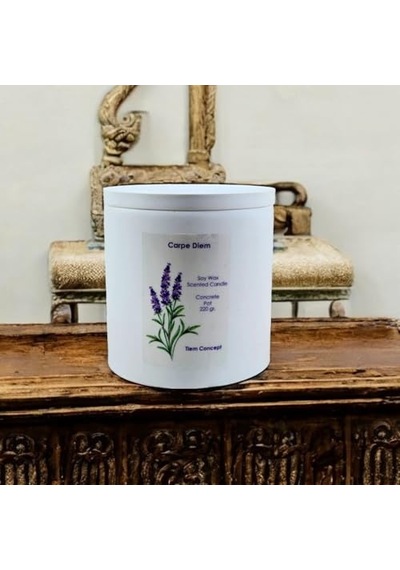 Dekoratif Lavanta Kokulu Beyaz Renkli Saksılı Ve Kapaklı Soya Mum Diğer