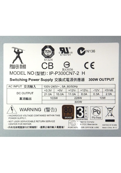 Power Man IP-P300CN7-2 300 W 80+ Bronze Mini Slim Güç Kaynağı