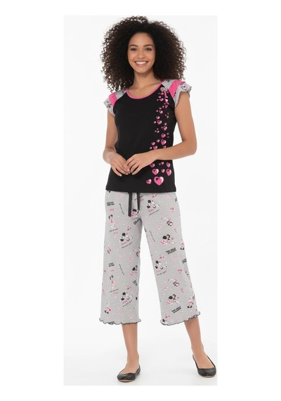 Meks Berrak Bayan Kapri Pijama Takım 5131 - 22 - Renk: Fuşya / Beden: S AÇIK GRİ