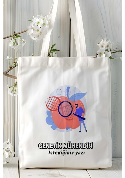 Art Hediye Genetik Mühendisi Baskılı Bez Omuz Çantası Kişiye Özel Model 1 Çok Renkli