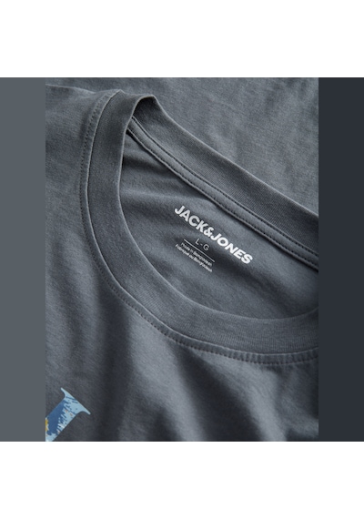 Jack & Jones Erkek Gögüs Baskili Bisiklet Yaka Tisört - Tom - 12298418 Turbulence