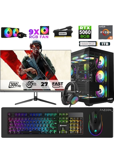 Xaser Star X250 R5-7500F 16 GB 1 TB M.2 NVMe SSD 8 GB RTX5060 27" Free Dos Dizüstü Bilgisayar