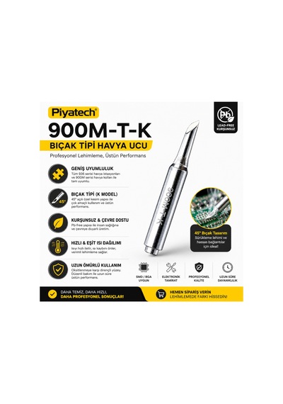 900m-t-k Bıçak Tipi Havya Ucu 936 Uyumlu Kurşunsuz Profesyonel Lehim Ucu