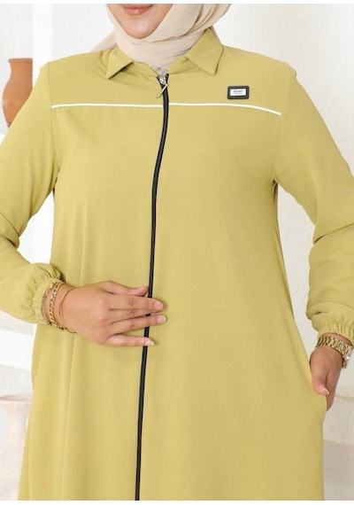 Arma Ve Biye Detaylı Ara Boy Kap - Yağ Yeşili / K0103 Yağ Yeşili Yeşil