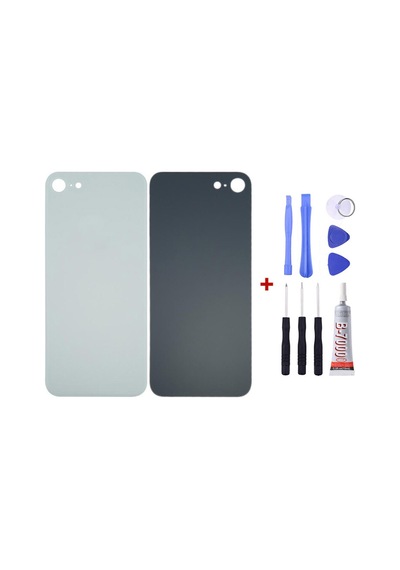 Apple Uyumlu iPhone 8g Beyaz Arka Cam Kapak Pil Kapağı Tamir Set B7000 Set Beyaz