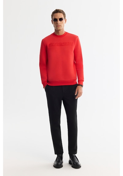 Avva Erkek Kırmızı Bisiklet Yaka 3 İplik Şardonlu Baskılı Regular Fit Sweatshirt A42y1306