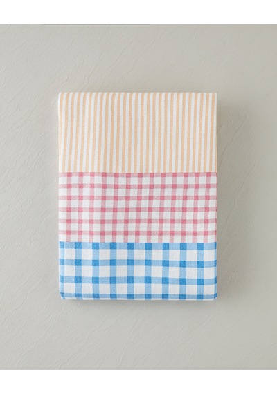 English Home Summer Grid Baskılı Pamuklu Çift Kişilik Pike 200x220 Cm Turuncu Turuncu