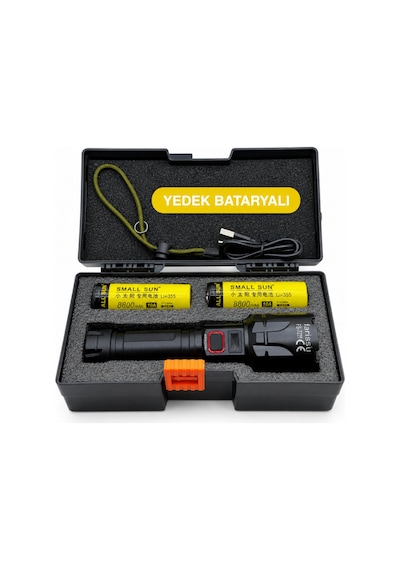 Fy-t288 50w 5000 Lümen Ultra Parlak Şarjlı El Feneri Yedek Bataryalı 1.5 Km Menzilli Powerbank Özellikli Siyah