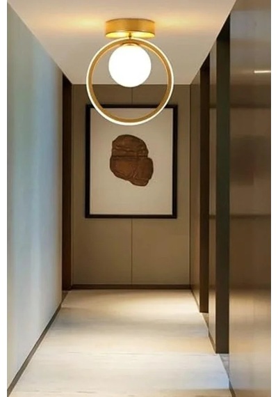Beyaz Camlı Modern Tasarım Avize, Eskitme Renkli, Tekli Led Işık 01G Taba