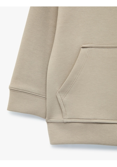 Koton Pamuklu Uzun Kollu Kapşonlu Fermuarlı Sweatshirt Bej 6skb10481tk Ekru