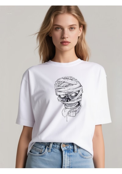 Ogc Mumya Kafa Oversize Unisex T-shirt Beyaz