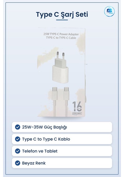 Şarj Aleti 25w Ve 35w Type C Adaptör Kablo Seti Hızlı Telefon Tab