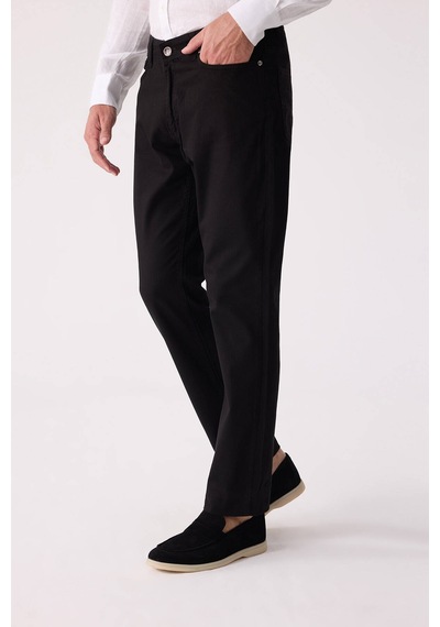 Erkek Siyah Slim Fit Üst Cep Kanvas Pantolon
